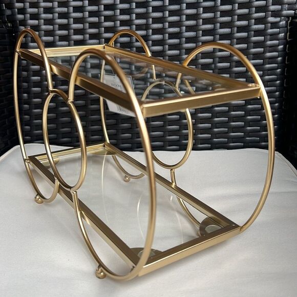 Gold Metal Bow shaped Glass Top Rack - Picture 5 of 6